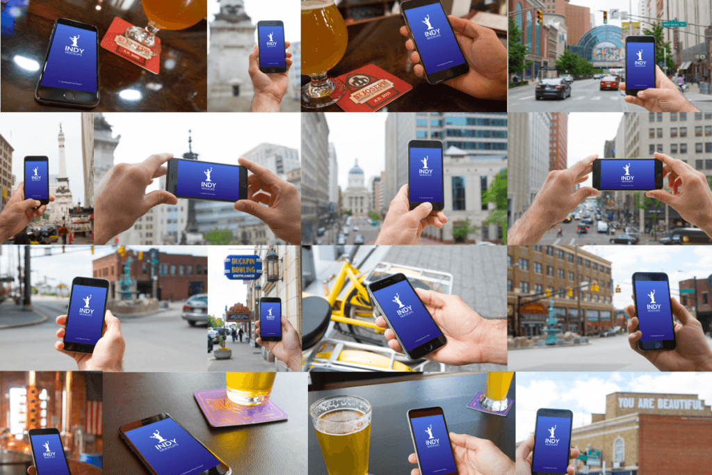 collage of mockups for using an Indianapolis app
