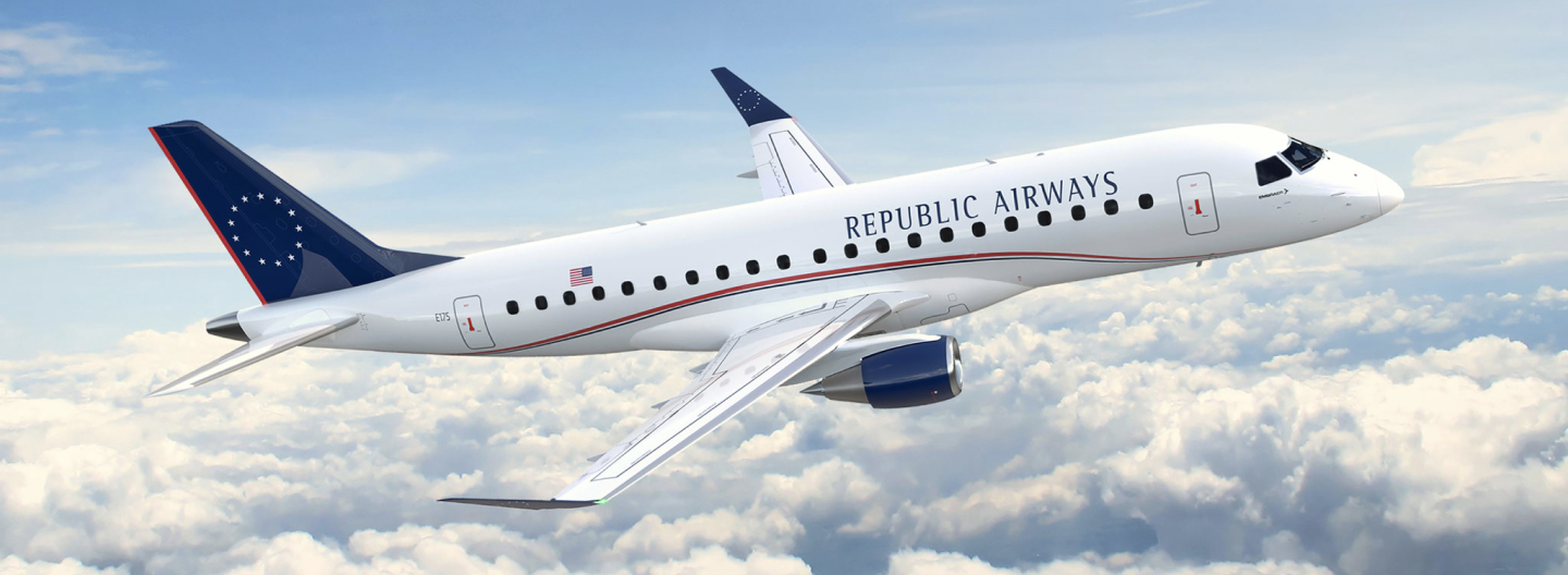 Republic Airways branded passenger jet in flight